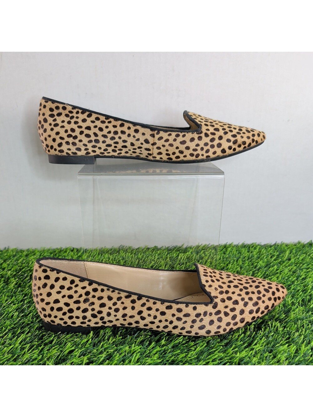 New Adrienne VIttadini Shoes Calf Hair Poka Dot Print Size 8.5 Flats